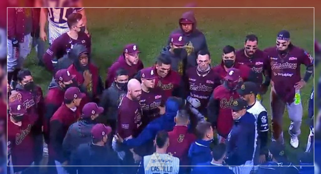 Pelea entre Tomateros y Algodoneros en las Semifinales LMP